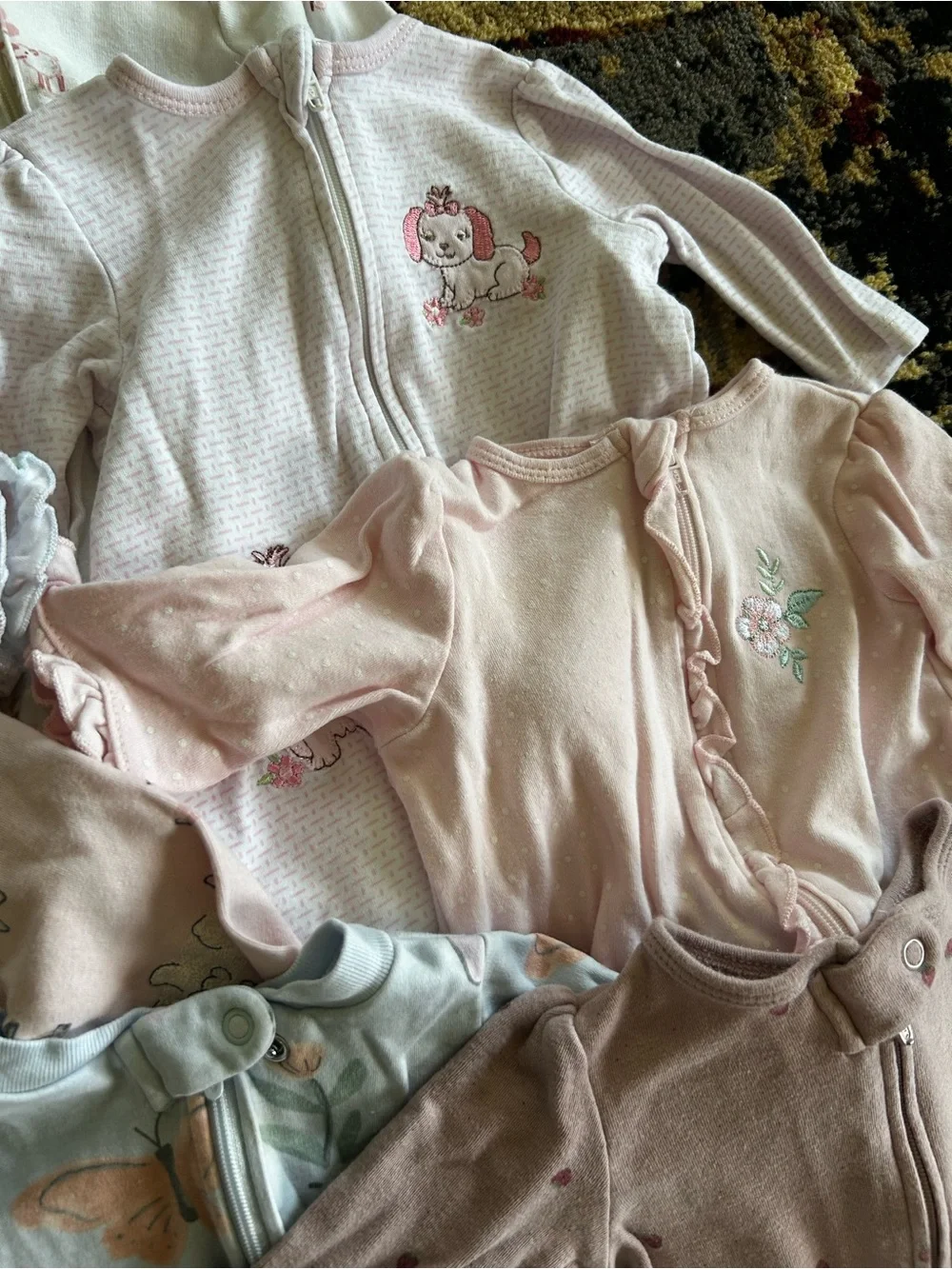 Soft Pink and Pastel Baby One-Piece Sleepers - Pack of Assorted Prints